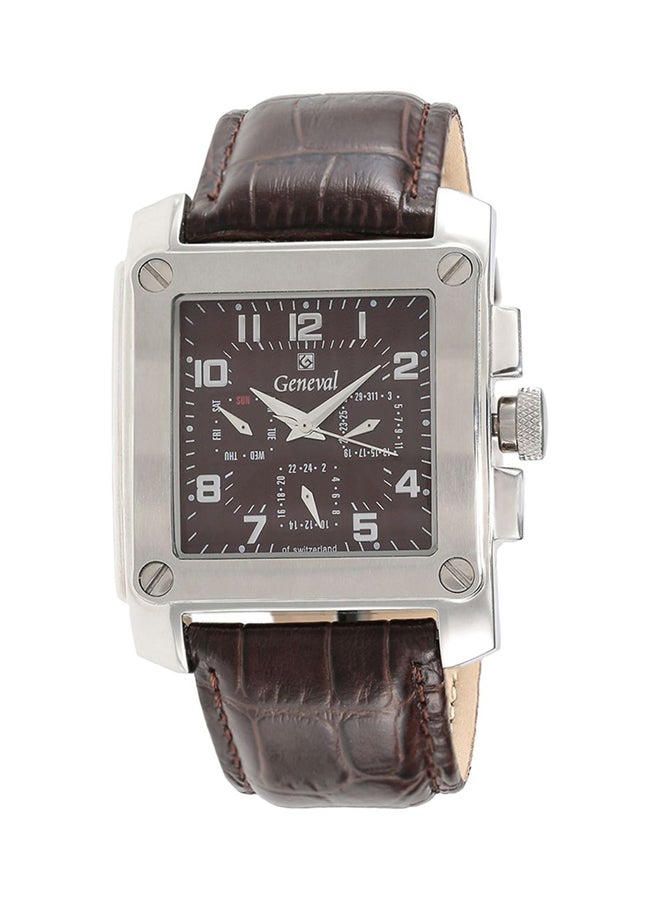 Geneval of Switzerland Men's Leather Analog Watch GL133WOO  - Image 1
