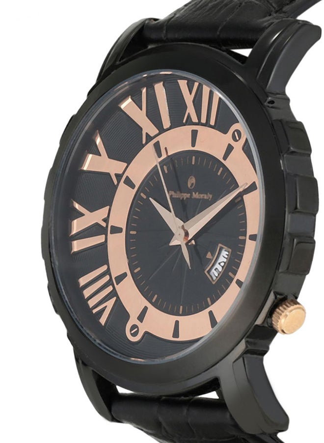 Philippe Moraly of Switzerland Men's Leather Analog Watch L1017BRBB - Image 3