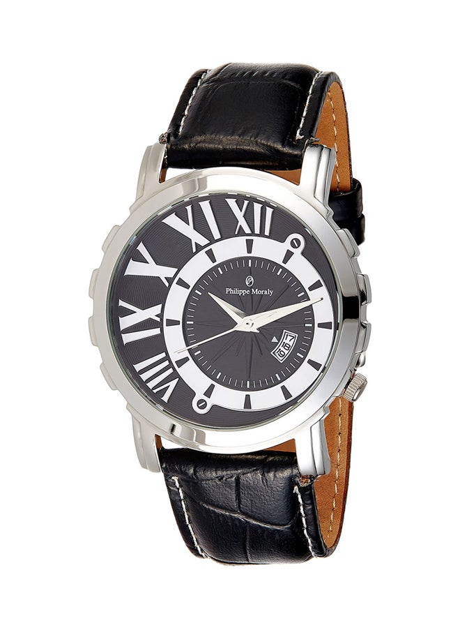 فيليب مورالي السويسرية ساعة يد بعقارب بسوار من الجلد طراز L1017WBB للرجال - Image 1