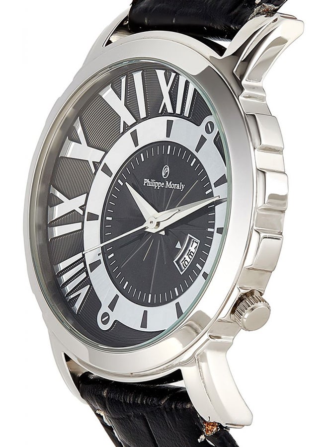 فيليب مورالي السويسرية ساعة يد بعقارب بسوار من الجلد طراز L1017WBB للرجال - Image 3