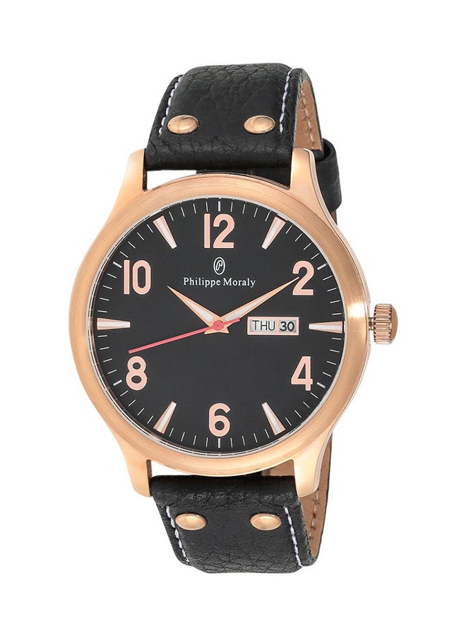 فيليب مورالي السويسرية ساعة يد بعقارب بسوار من الجلد طراز L1113RBB للرجال - Image 1