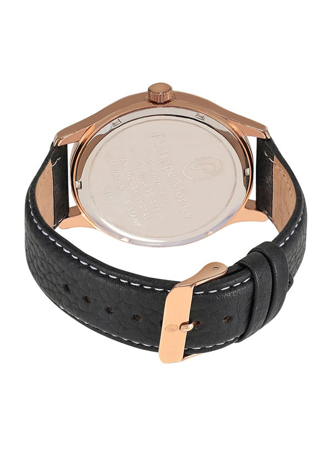 فيليب مورالي السويسرية ساعة يد بعقارب بسوار من الجلد طراز L1113RBB للرجال - Image 2