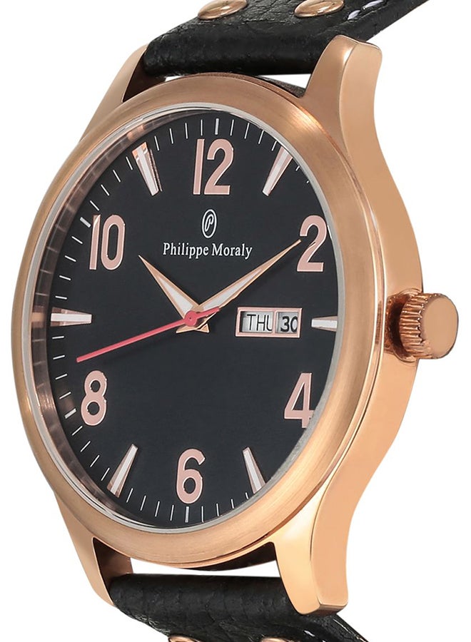 فيليب مورالي السويسرية ساعة يد بعقارب بسوار من الجلد طراز L1113RBB للرجال - Image 3