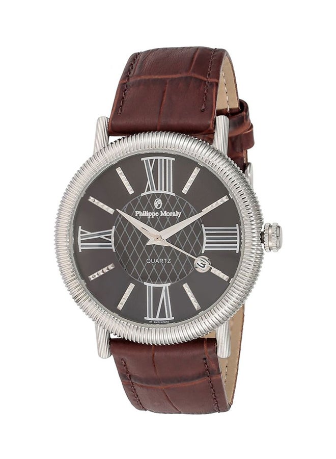 فيليب مورالي السويسرية ساعة يد بعقارب بسوار من الجلد طراز L1371WOO للرجال - Image 1