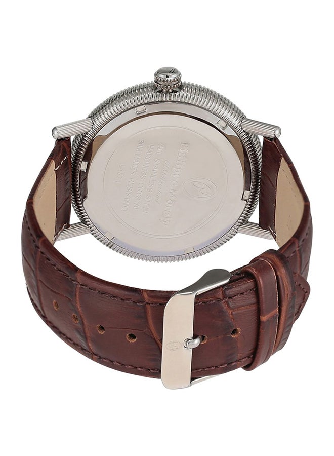 فيليب مورالي السويسرية ساعة يد بعقارب بسوار من الجلد طراز L1371WOO للرجال - Image 2