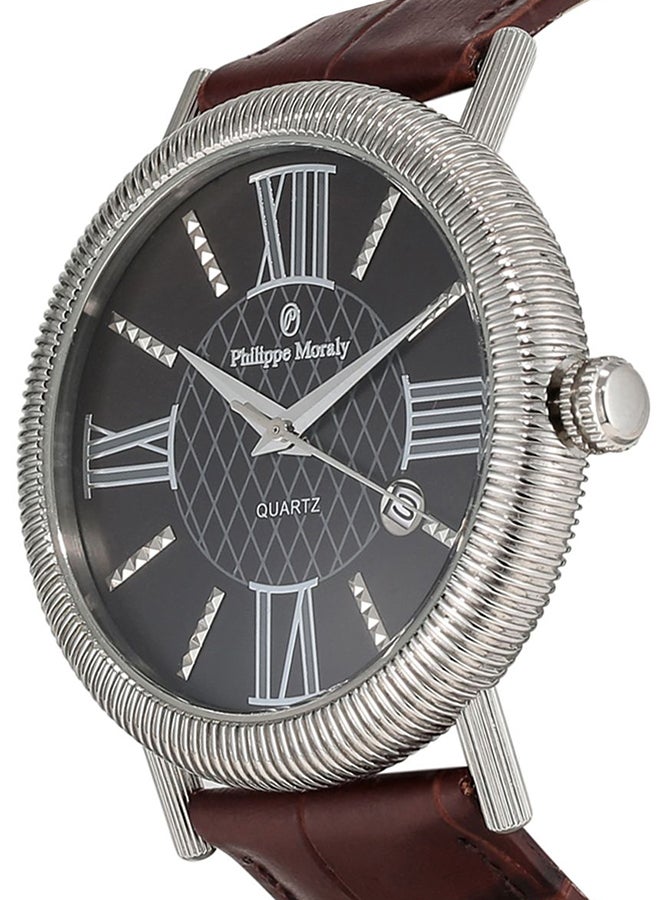 فيليب مورالي السويسرية ساعة يد بعقارب بسوار من الجلد طراز L1371WOO للرجال - Image 3