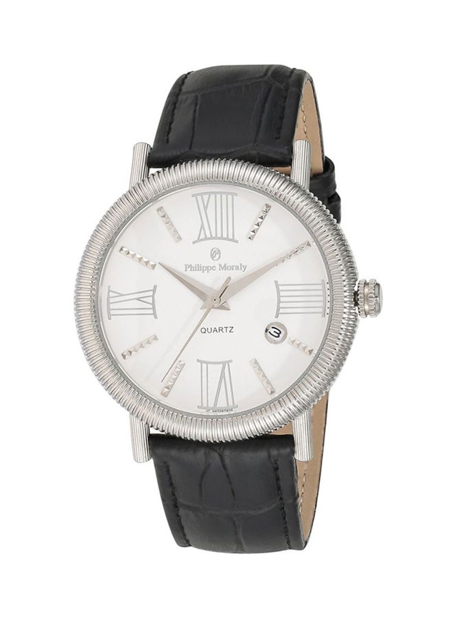 فيليب مورالي السويسرية ساعة يد بعقارب بسوار من الجلد طراز L1371WWB للرجال - Image 1