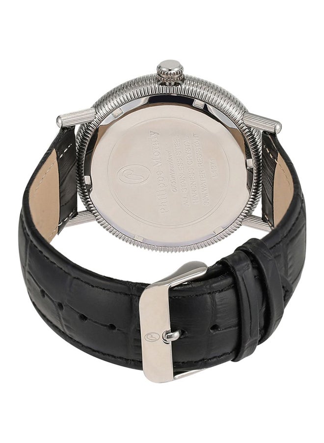 فيليب مورالي السويسرية ساعة يد بعقارب بسوار من الجلد طراز L1371WWB للرجال - Image 2