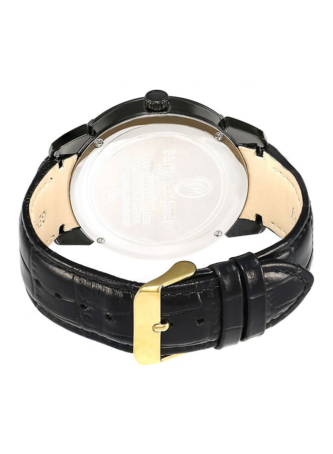 فيليب مورالي السويسرية ساعة يد بعقارب بسوار من الجلد طراز L1373BGBB للرجال - Image 2