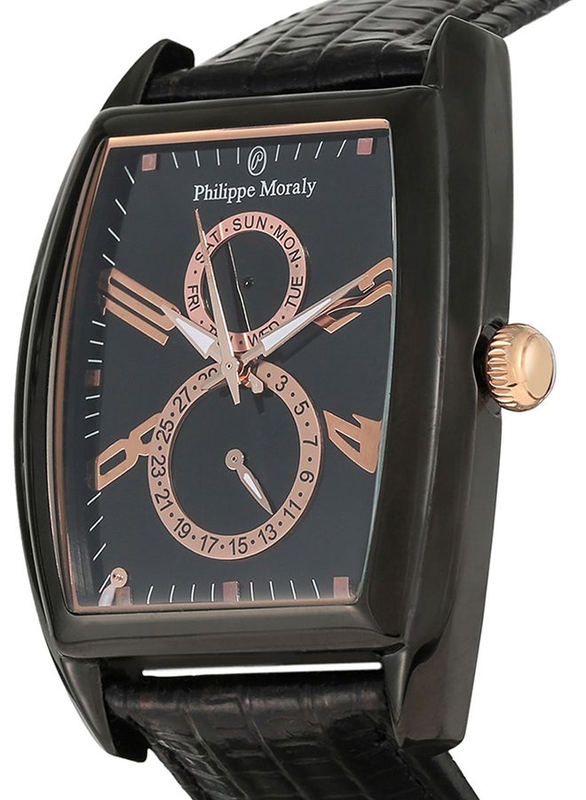 فيليب مورالي السويسرية ساعة يد عقارب بسوار من الجلد رقم الطراز L1421BRBB للرجال - Image 3