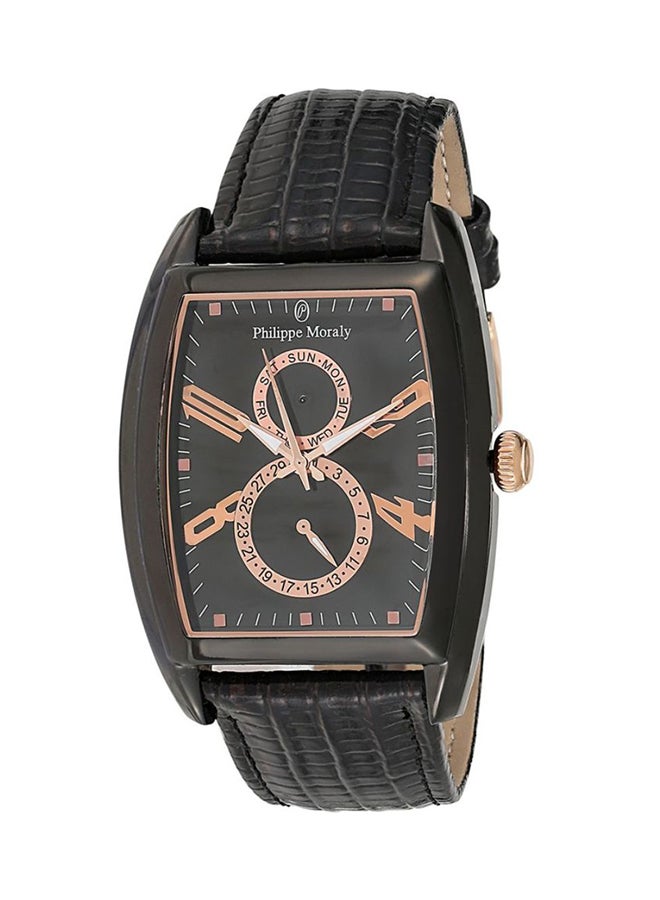 فيليب مورالي السويسرية ساعة يد عقارب بسوار من الجلد رقم الطراز L1421BRBB للرجال - Image 1