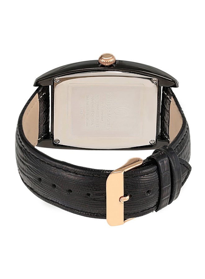 فيليب مورالي السويسرية ساعة يد عقارب بسوار من الجلد رقم الطراز L1421BRBB للرجال - Image 2