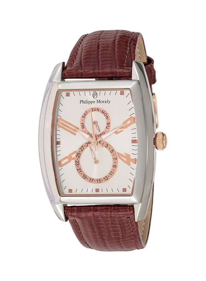 Philippe Moraly of Switzerland Men's Leather Chronograph Watch L1421CRWO - Image 1