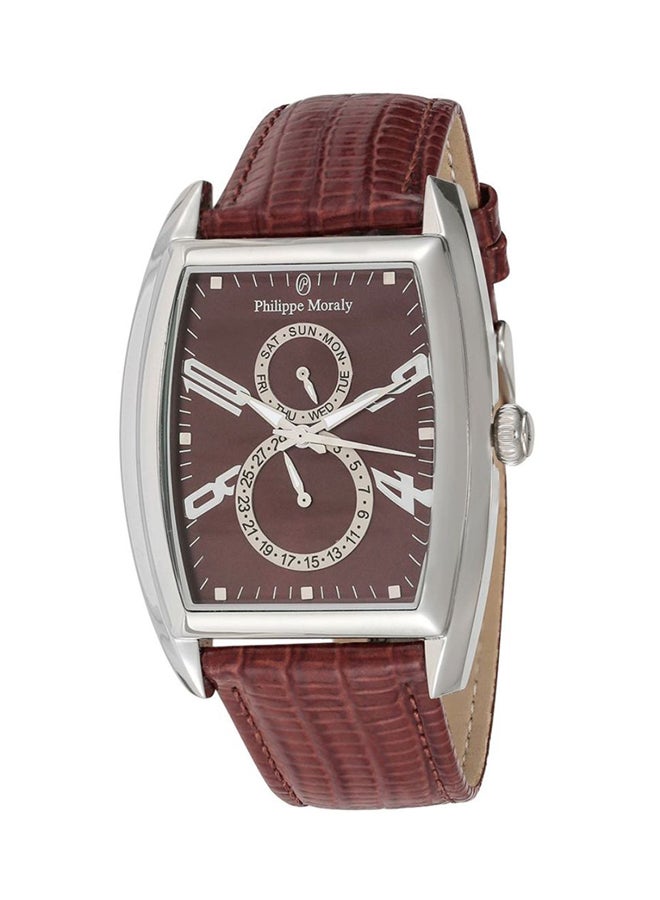 فيليب مورالي السويسرية ساعة يد كرونوغراف بسوار من الجلد طراز L1421WOO للرجال - Image 1