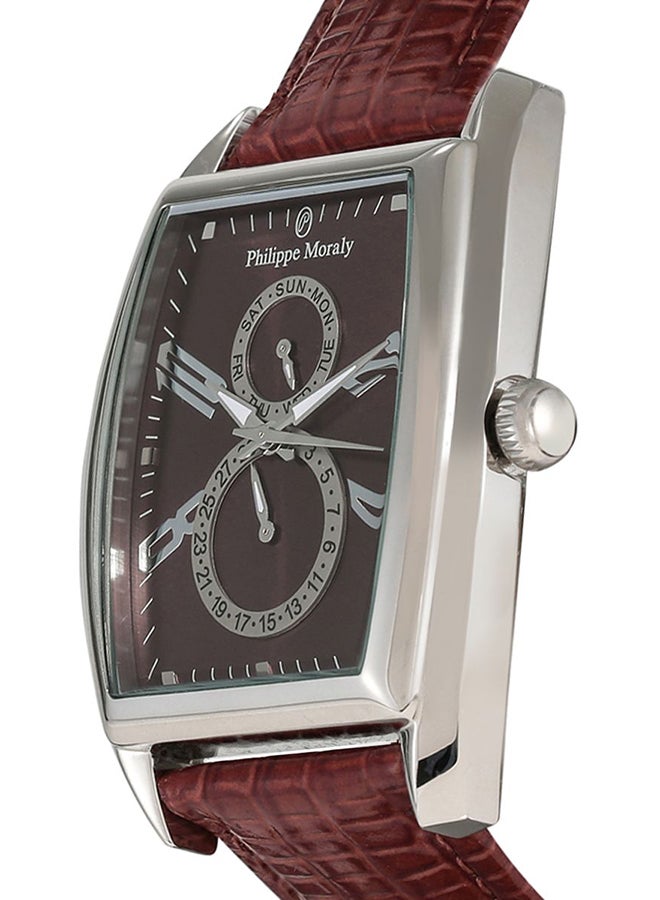 فيليب مورالي السويسرية ساعة يد كرونوغراف بسوار من الجلد طراز L1421WOO للرجال - Image 3