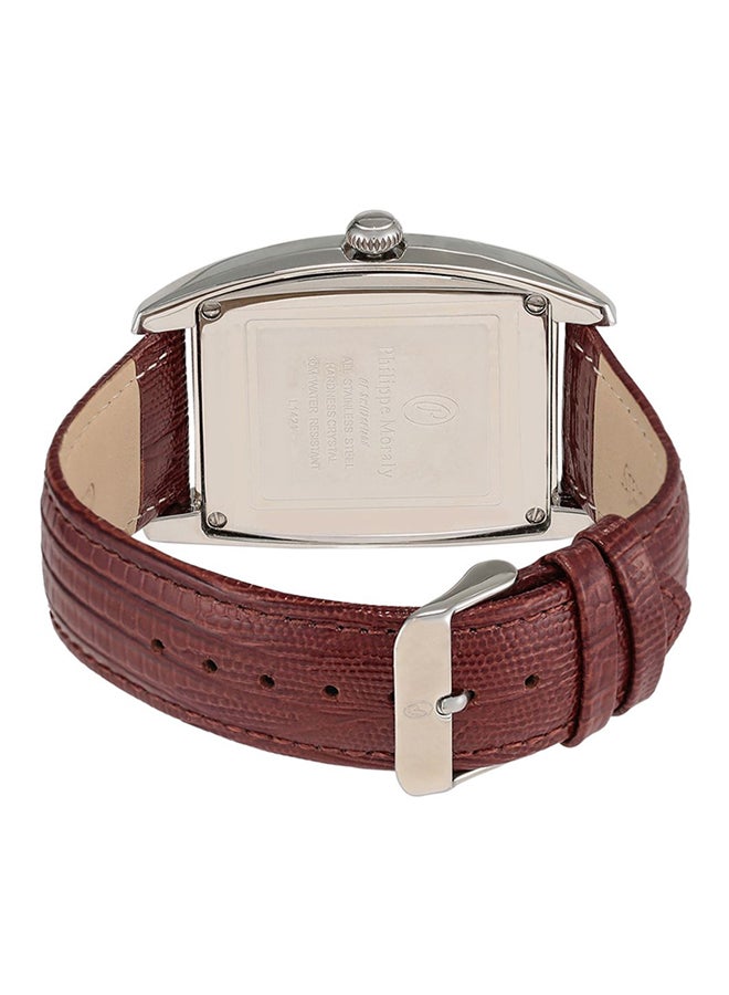 Philippe Moraly of Switzerland - Men's Leather Chronograph Watch L1421WWO - Image 1