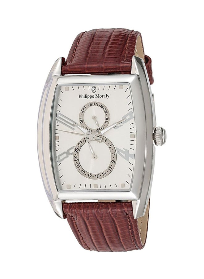 Philippe Moraly of Switzerland - Men's Leather Chronograph Watch L1421WWO - Image 1