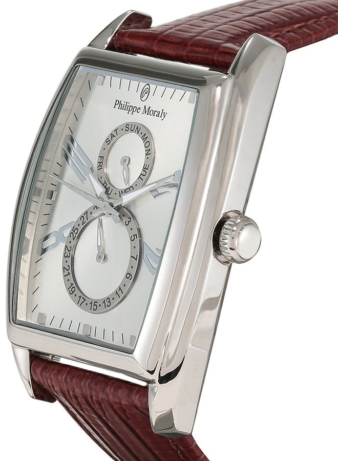 Philippe Moraly of Switzerland - Men's Leather Chronograph Watch L1421WWO - Image 1