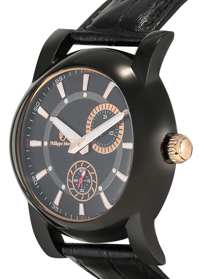 فيليب مورالي السويسرية ساعة يد كرونوغراف بسوار من الجلد طراز L1423BRBB للرجال - Image 3