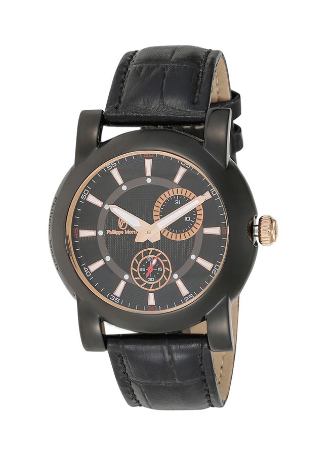 فيليب مورالي السويسرية ساعة يد كرونوغراف بسوار من الجلد طراز L1423BRBB للرجال - Image 1