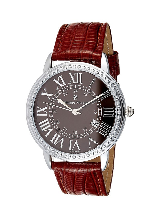 Philippe Moraly of Switzerland - Men's Leather Analog Watch L1711WOO - Image 1