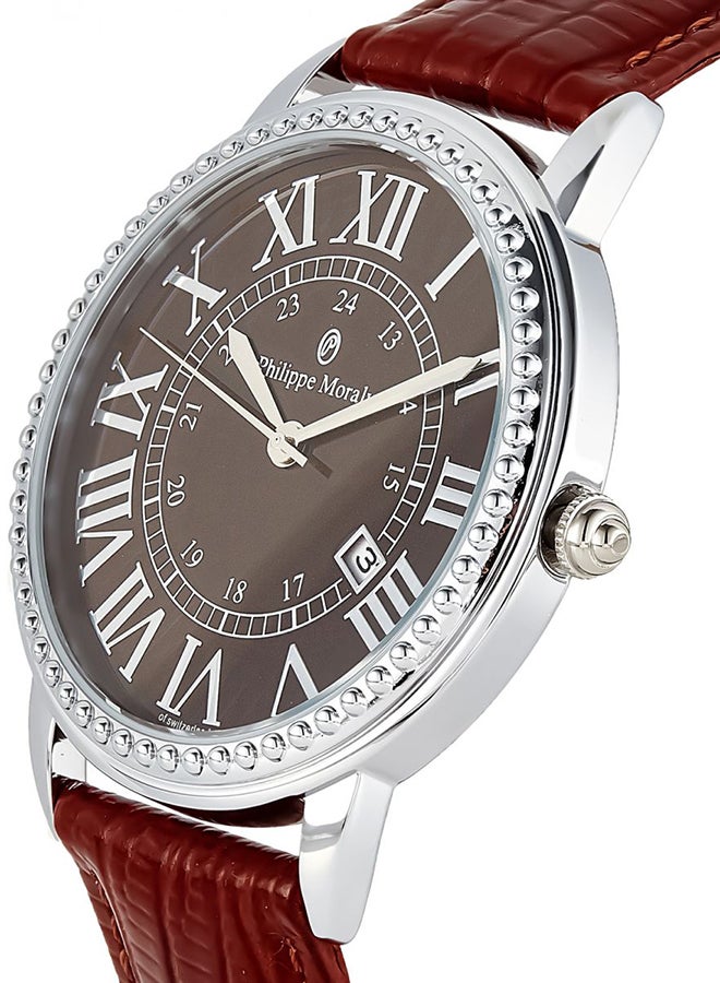 Philippe Moraly of Switzerland - Men's Leather Analog Watch L1711WOO - Image 1