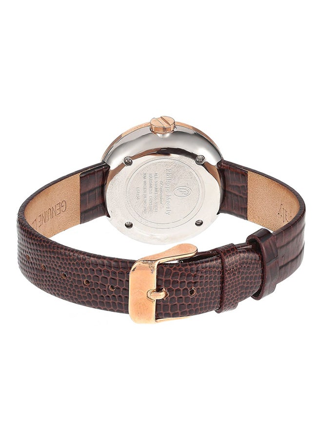 فيليب مورالي السويسرية ساعة يد بعقارب بسوار من الجلد طراز LS1156ROO للنساء - Image 2