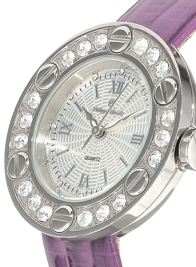 فيليب مورالي السويسرية ساعة يد بعقارب بسوار من الجلد طراز LS1156WWV للنساء - Image 3