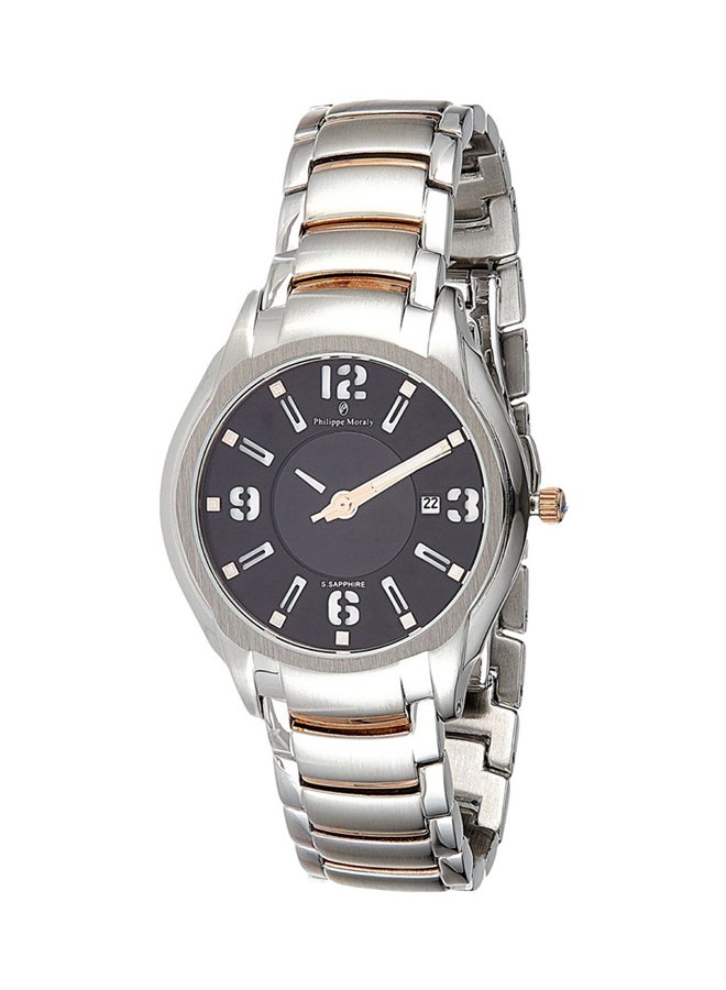 فيليب مورالي السويسرية ساعة يد بعقارب وسوار من الستانلس ستيل طراز M1322CRB للرجال - Image 1