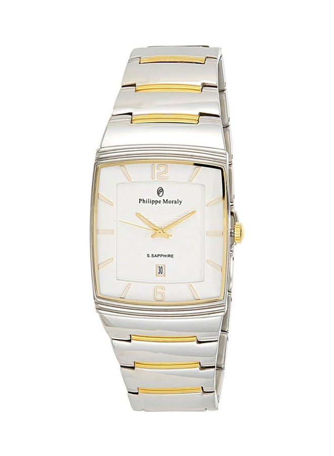 فيليب مورالي السويسرية ساعة يد بعقارب وسوار من الستانلس ستيل طراز M1323CW للرجال - Image 1