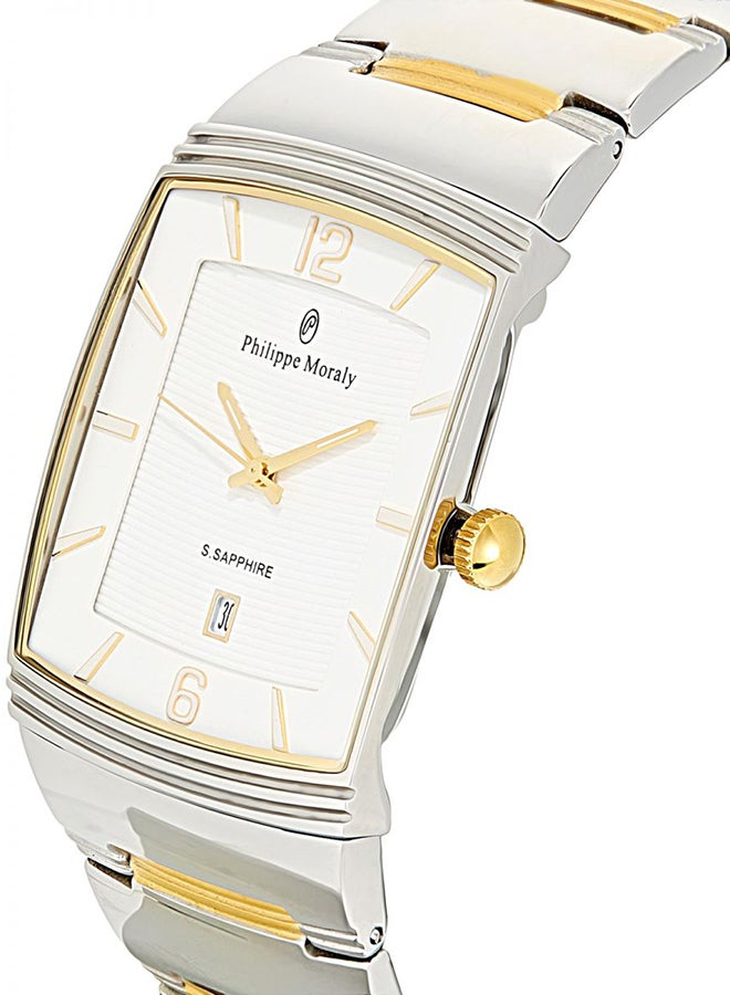 فيليب مورالي السويسرية ساعة يد بعقارب وسوار من الستانلس ستيل طراز M1323CW للرجال - Image 3