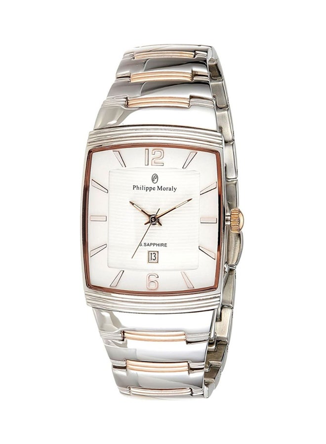 فيليب مورالي السويسرية ساعة يد بعقارب وسوار من الإستانلس ستيل طراز M1324CRW - مقاس 36 مم - فضي/ذهبي وردي للنساء - Image 1