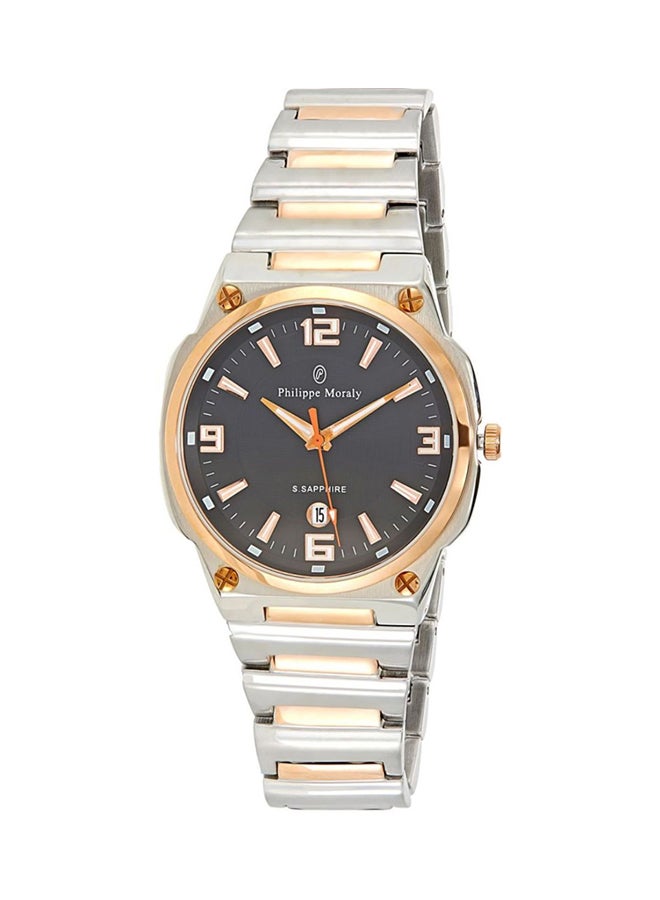 فيليب مورالي السويسرية ساعة يد بعقارب وسوار من الستانلس ستيل طراز M1325CRB للرجال - Image 1