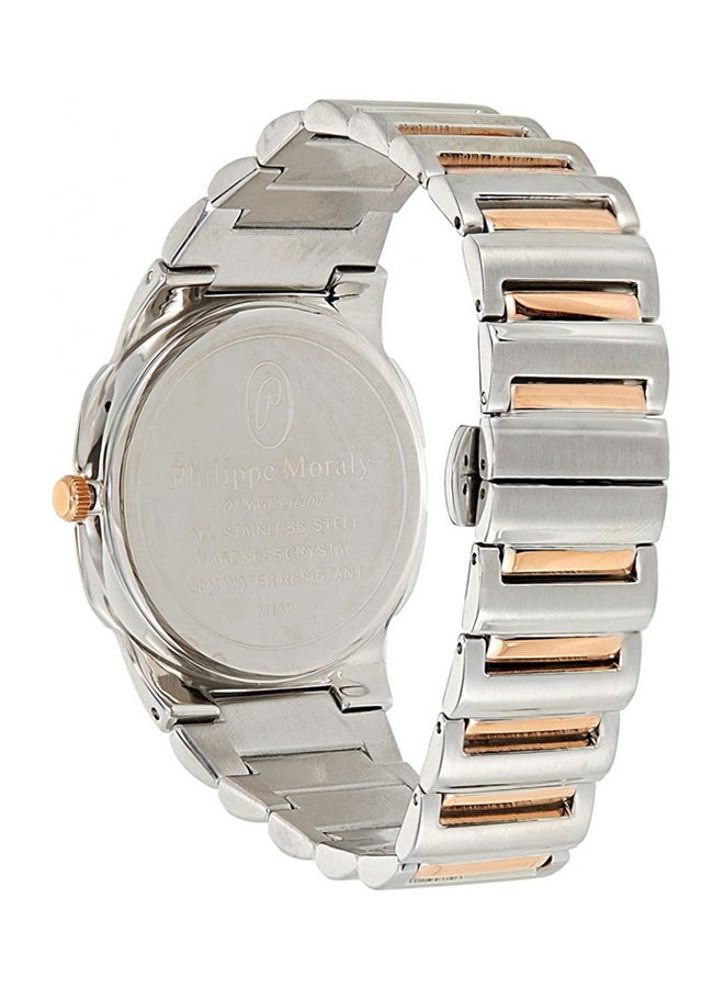 فيليب مورالي السويسرية ساعة يد بعقارب وسوار من الستانلس ستيل طراز M1325CRB للرجال - Image 2