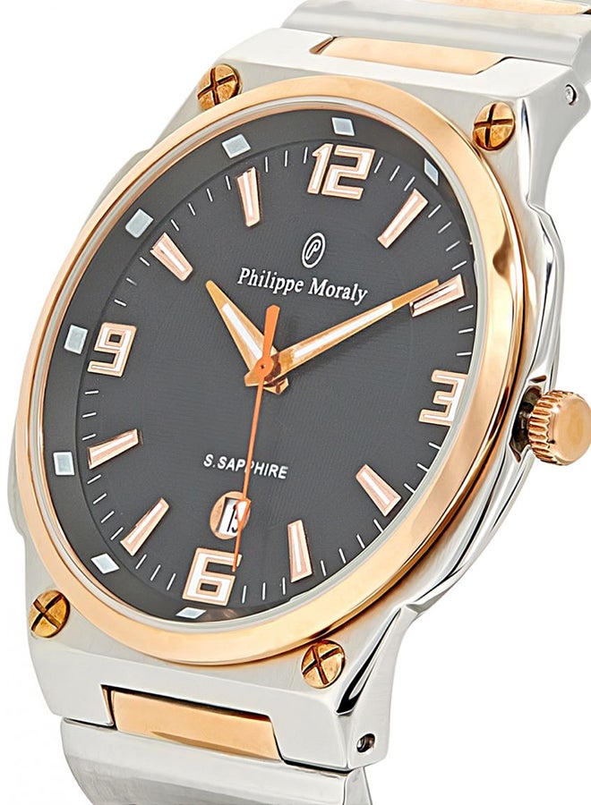 فيليب مورالي السويسرية ساعة يد بعقارب وسوار من الستانلس ستيل طراز M1325CRB للرجال - Image 3