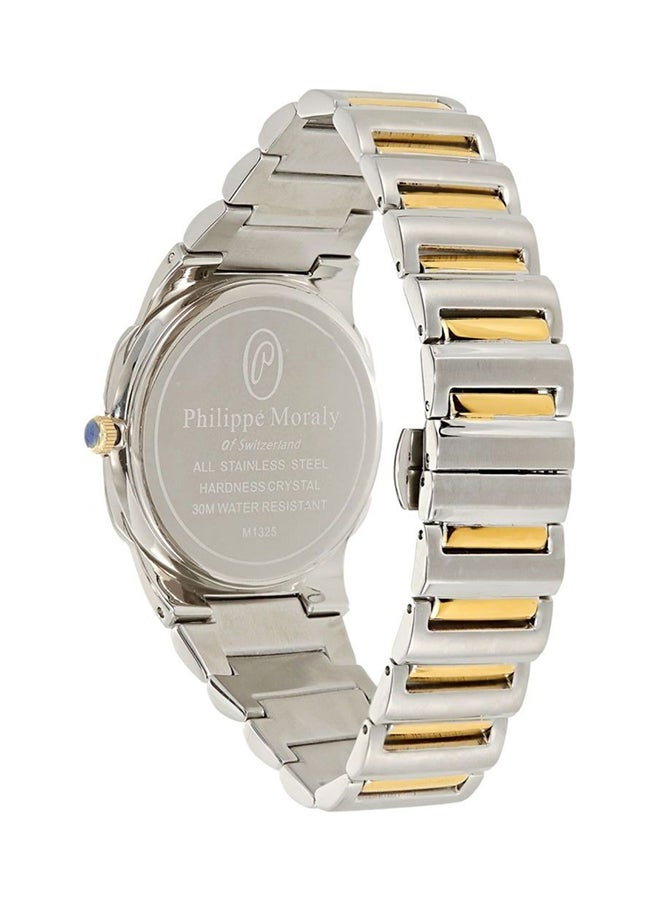 فيليب مورالي السويسرية ساعة يد بعقارب وسوار من الستانلس ستيل طراز M1325CW للرجال - Image 2