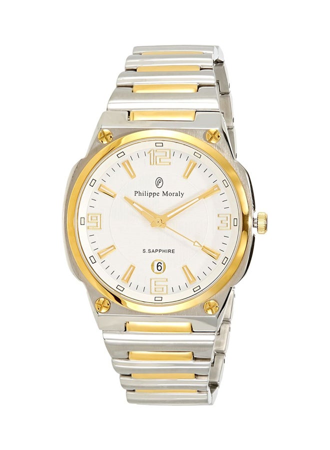 فيليب مورالي السويسرية ساعة يد بعقارب وسوار من الستانلس ستيل طراز M1325CW للرجال - Image 1