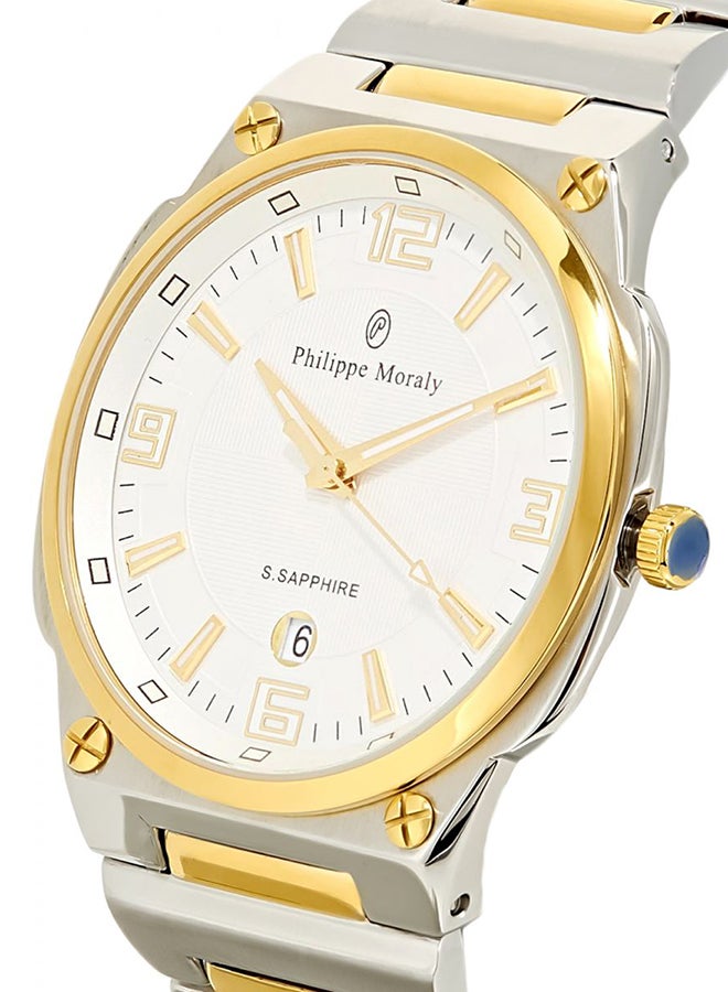 فيليب مورالي السويسرية ساعة يد بعقارب وسوار من الستانلس ستيل طراز M1325CW للرجال - Image 3