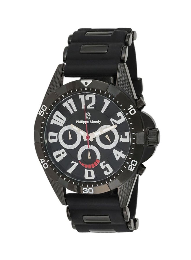 Philippe Moraly of Switzerland Men's Rubber Chronograph Watch RC1455BBB - Image 1