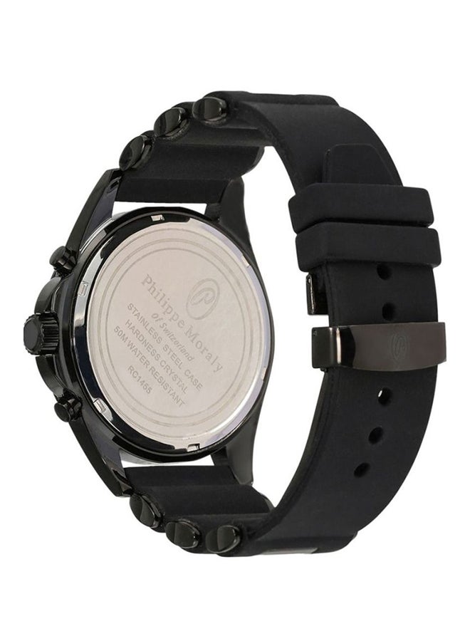 Philippe Moraly of Switzerland Men's Rubber Chronograph Watch RC1455BBB - Image 2