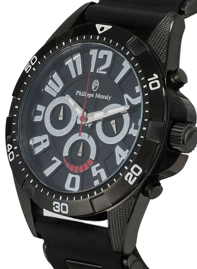 Philippe Moraly of Switzerland Men's Rubber Chronograph Watch RC1455BBB - Image 3