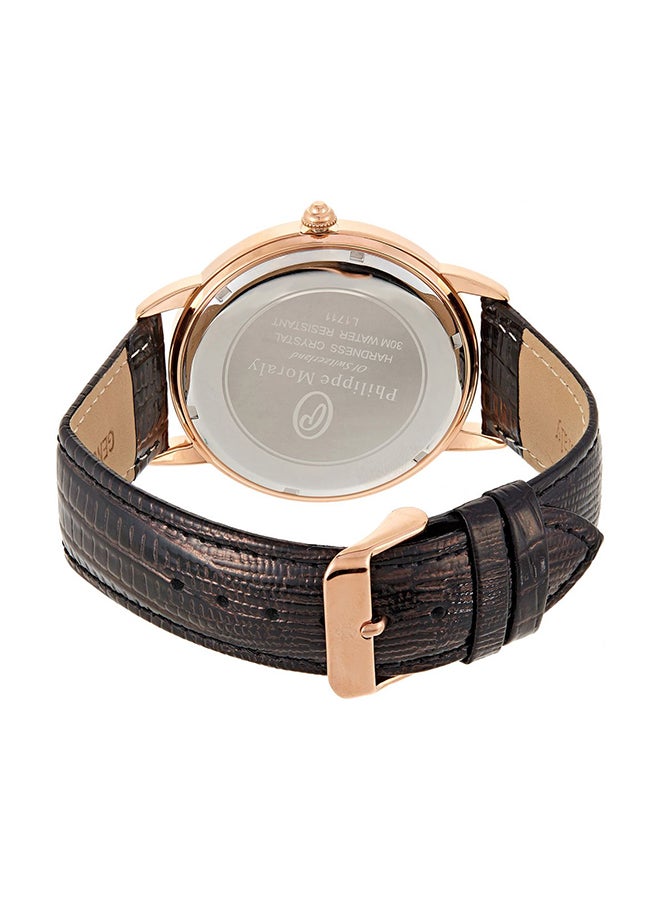 Men's Leather Analog Watch L1711RWO