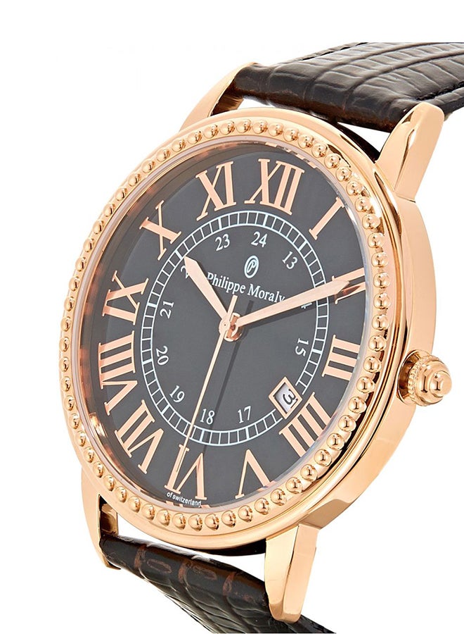 Men's Leather Analog Watch L1711RWO