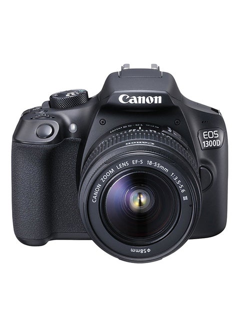 كاميرا رقمية بعدسة أحادية عاكسة طراز EOS 1300D مع طقم عدسات مقاس 18-55 مم