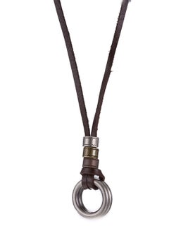Sharpdo Retro Style Leather And Alloy Pendant Necklace 