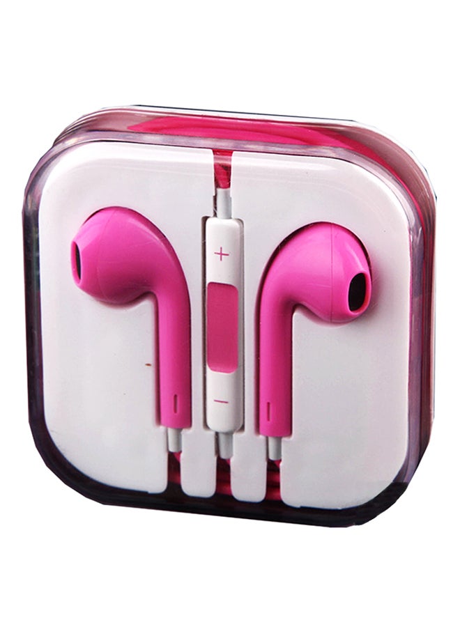 In-Ear Headphones With Mic Pink/White