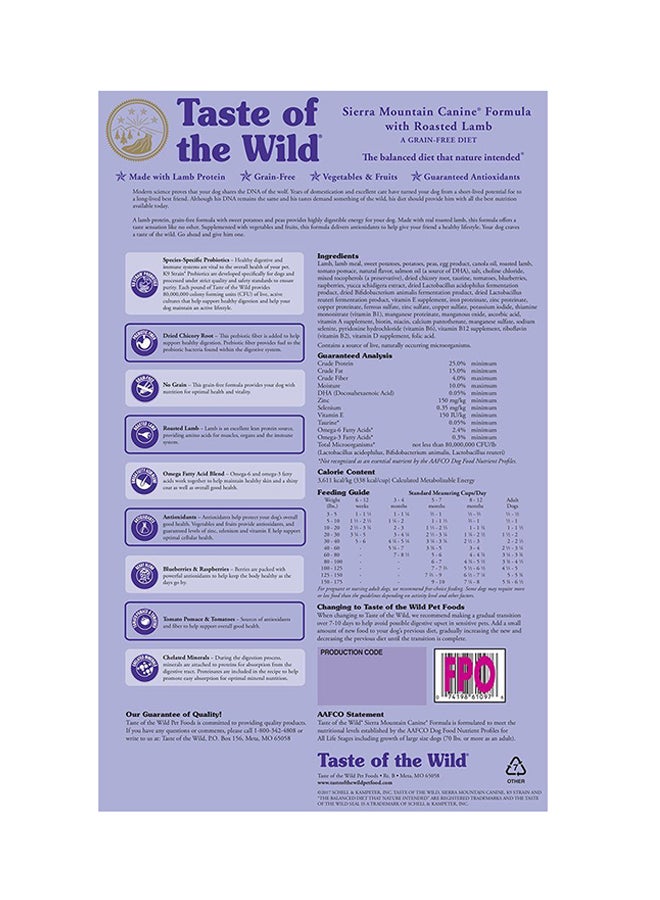 تيست أوف ذا وايلد جبة غذائية للكلاب سيرا مونتين 13.6كيلوجرام - Image 2