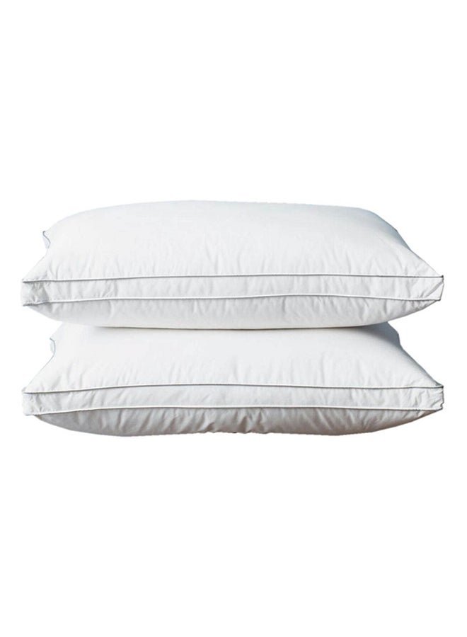 Set Of 2 Microfiber Hotel Pillows With Covers White 48x74centimeter