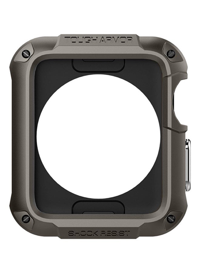 Spigen Tough Armor Case Cover With Screen Protector For Apple Watch Series 2/3 42mm Metallic Black - Image 1