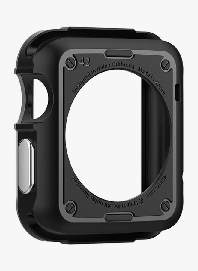 Spigen Tough Armor Case Cover With Screen Protector For Apple Watch Series 2/3 42mm Metallic Black - Image 2